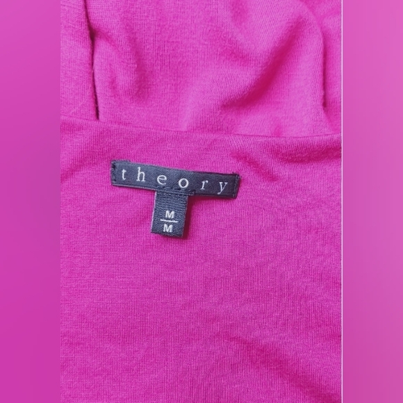 Theory Jaysa K Sulla Cowl Neck Stretch Knit Dress Size Medium Fuchsia Vintage - Picture 5 of 9